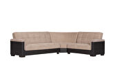 Fully reversible sand fabric / brown leather sectional additional photo 3 of 3