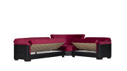 Fully reversible burgundy fabric / black leather sectional additional photo 3 of 3