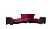 Fully reversible burgundy fabric / black leather sectional additional photo 4 of 3