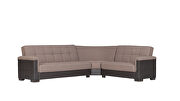 Fully reversible cocoa fabric / brown leather sectional additional photo 3 of 3
