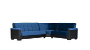 Fully reversible blue fabric / black leather sectional additional photo 2 of 3