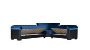 Fully reversible blue fabric / black leather sectional additional photo 3 of 3