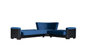 Fully reversible blue fabric / black leather sectional additional photo 4 of 3