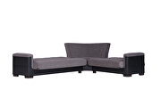 Fully reversible blue fabric / black leather sectional by Casamode additional picture 4