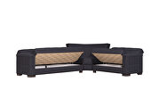 Fully reversible black fabric sectional by Casamode additional picture 3