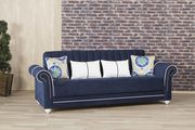 Modern blue microfiber sofa bed w/ storage by Casamode additional picture 2