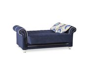 Modern blue microfiber loveseat w/ storage by Casamode additional picture 2