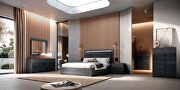 Matte dark gray contemporary king bed made in Italy by Camelgroup Italy additional picture 2