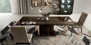 Extension walnut / gold glossy dining table additional photo 2 of 6