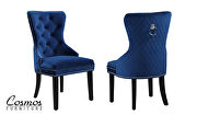 Blue velvet dining chair w/ nailhead trim additional photo 3 of 2