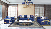 Transitional style navy blue sofa with gold finish by Cosmos additional picture 2
