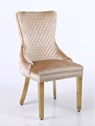 Pair of contemporary velvet tufted dining chairs w/ gold legs by Cosmos additional picture 2