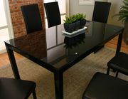 Black glass top rectangular 7pcs dining set by Cramco additional picture 3