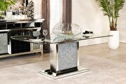 Pedestal rectangle glass top dining table mirror by Coaster additional picture 6