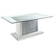 Pedestal rectangle glass top dining table mirror by Coaster additional picture 7