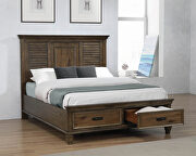 Burnished oak finish queen storage bed additional photo 2 of 19