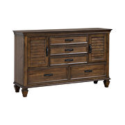 Burnished oak five-drawer dresser with two louvered doors by Coaster additional picture 8