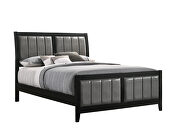 Black finish and gray leatherette upholstery queen bed additional photo 4 of 3