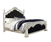 Metallic platinum and black velvet upholstery queen bed by Coaster additional picture 6