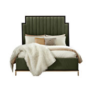 Dark moss velvet upholstery e king bed by Coaster additional picture 2
