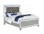 Metallic leatherette queen bed w led headboard additional photo 2 of 15