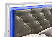 White and silver finish queen bed w/ led headboard lights by Coaster additional picture 3