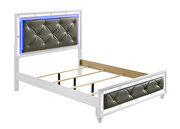 White and silver finish queen bed w/ led headboard lights additional photo 5 of 19
