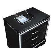 Dark black finish polished mirror trim nightstand w/ usb by Coaster additional picture 7