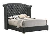Gray matte velvet upholstery queen bed additional photo 2 of 6