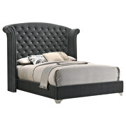 Gray matte velvet upholstery e king bed by Coaster additional picture 2
