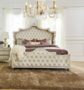 Ivory & camel velvet upholstery queen bed by Coaster additional picture 2