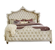 Ivory & camel velvet upholstery e king bed additional photo 3 of 3