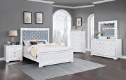Silver button-tufted padded headboard and white base e king bed by Coaster additional picture 13