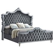 Upholstered tufted queen bed gray by Coaster additional picture 7