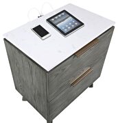2-drawer nightstand with usb port white marble and grey by Coaster additional picture 5