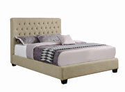 Transitional oatmeal upholstered queen bed additional photo 5 of 4