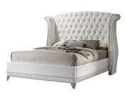 White velvet / white crocodile leatherette queen bed by Coaster additional picture 3