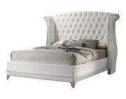 White velvet / white crocodile leatherette e king bed additional photo 3 of 2
