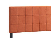 Orange fabric grid tufted headboard queen bed additional photo 2 of 2