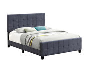 Dark gray fabric grid tufted headboard queen bed additional photo 2 of 1