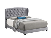 Gray fabric queen bed w/ wingback tufted headboard additional photo 2 of 1