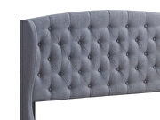 Gunmetal upholstery queen bed w/ wingback design hb additional photo 2 of 2