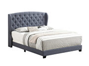 Gunmetal upholstery queen bed w/ wingback design hb additional photo 3 of 2