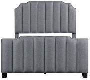 Light gray finish upholstery vertical channeling details queen bed by Coaster additional picture 4