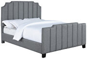Light gray finish upholstery vertical channeling details full size bed by Coaster additional picture 2