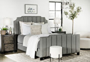 Light gray finish upholstery vertical channeling details full size bed by Coaster additional picture 8