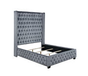 Queen bed upholstered in a gray velvet by Coaster additional picture 3