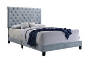 Slate blue velvet queen bed additional photo 4 of 3