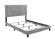 Gray velvet queen bed in simple style by Coaster additional picture 3