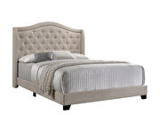 Beige fabric queen bed w slats by Coaster additional picture 4